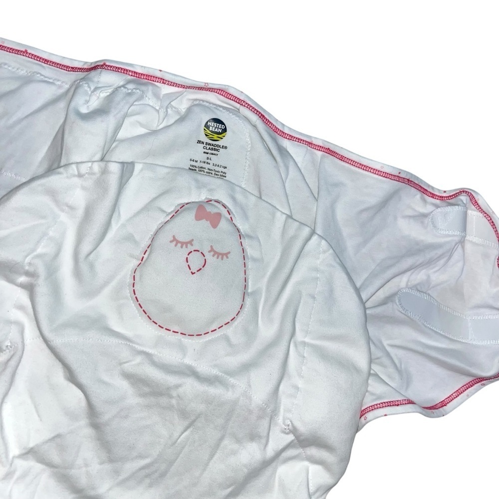 nested bean zen swaddle classic white pink stars S - L 0 - 6 months 7 - 18 lbs